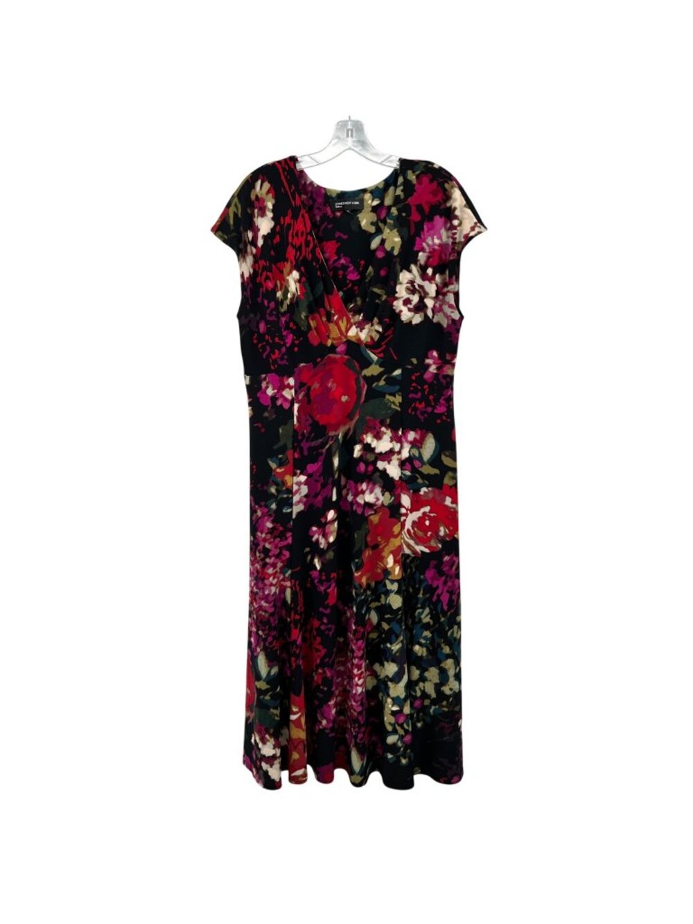 Jones New York Print Maxi Dress Empire Waist Sleeve Black/Multi Size 16